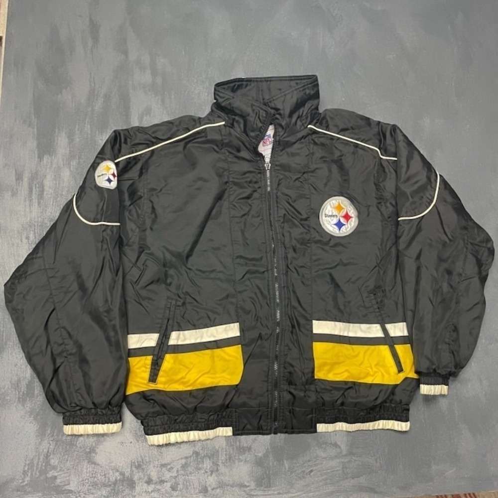 vintage Pittsburgh Steelers‎ Windbreaker jacket mens XL Back 1990s NFL zip up